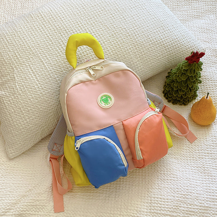 Wholesale Cute children's backpack, ultra light cartoon printed backpack, fashionable contrasting color backpack