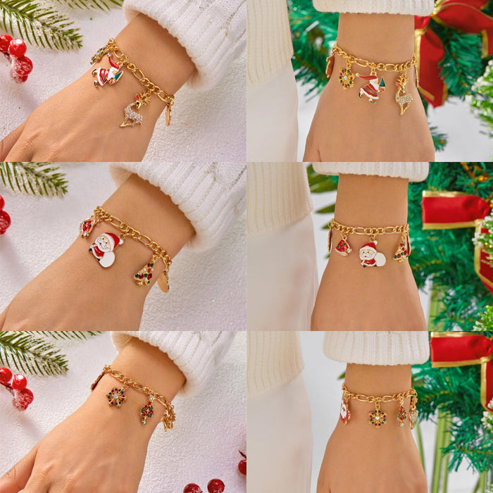 Wholesale Christmas jewelry,  colored diamond snowflake Christmas tree,  multi-colored candy pendant pearl bracelet