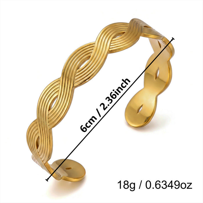 Wholesale Stylish Stainless Steel Open Cuff Bracelet Gold Plated Geometric Cutout Design