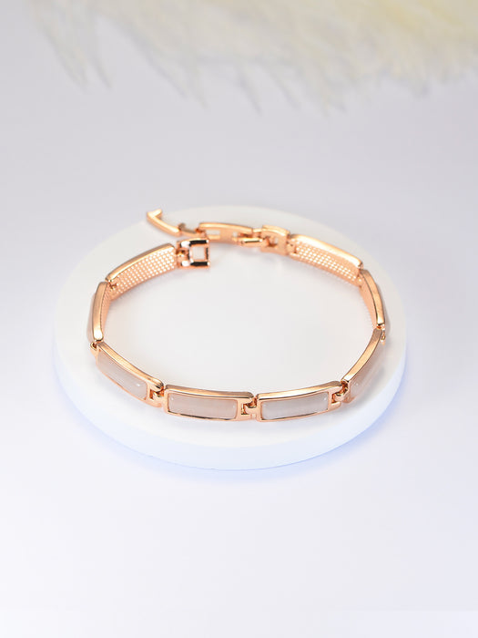 Wholesale Geometric rose gold bracelet with a simple gemstone decoration for hands
