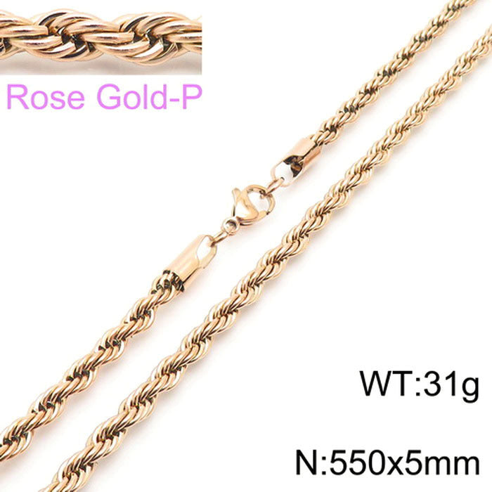 Wholesale Trendy Twist Chain Necklace Titanium Steel Jewelry