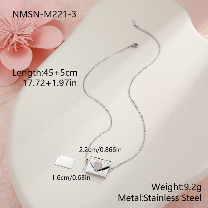 Wholesale Valentine' s Day Natural Stone Heart-Shaped Envelope Stainless Steel Necklace