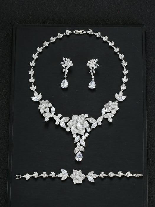 Wholesale Three-Piece Set Necklace Earrings Bracelet Party Wedding Dress Bride Dress Jewelry