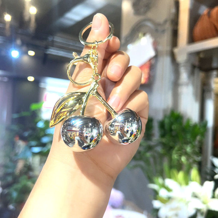 Wholesale Electroplated Cherry Keychain Acrylic Cartoon Pendant Fashion Bag Charm MOQ≥2