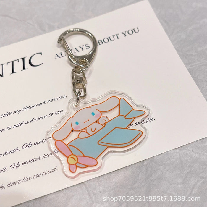 Wholesale Double-sided Keychain Cute Cartoon Book Bag Pendant Transparent Pendant Acrylic Key Ring for Men and Women