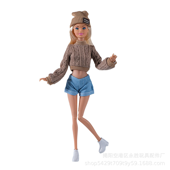 Wholesale Doll dress-up cardigan  hat and shorts set