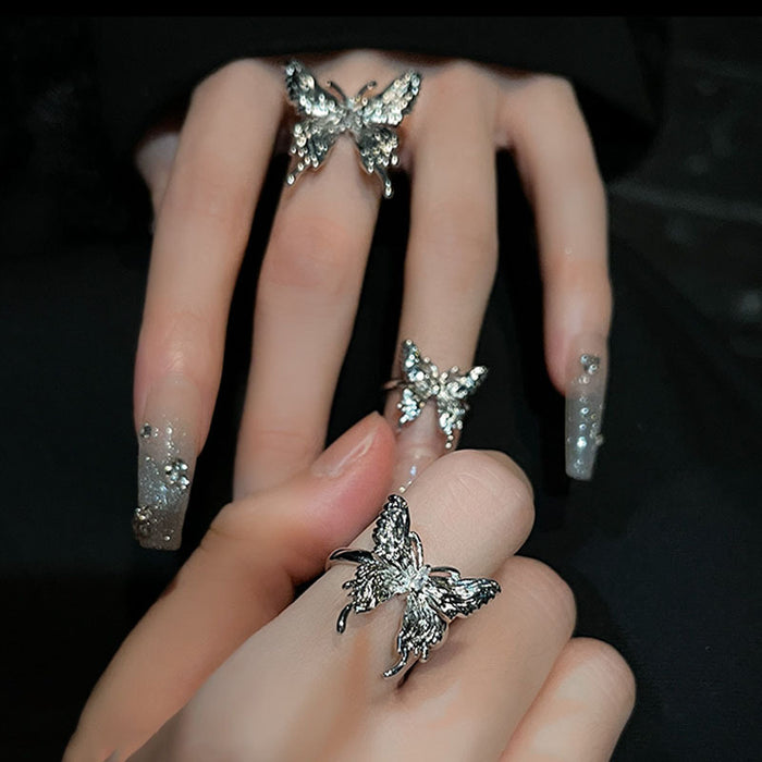 Wholesale Butterfly opening ring for women, niche trend, exquisite and high-end sense, index finger ring, fashionable and personalized