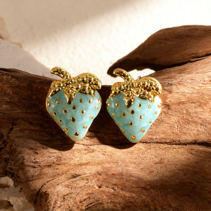 Wholesale strawberry stud earrings gold stud earrings