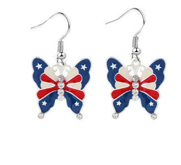 Wholesale Acrylic US Flag Heart Earrings Independence Day Party Jewelry Fashion Accessory for Resale