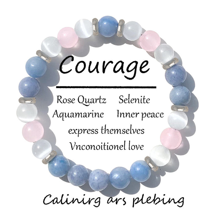 Wholesale Natural stone bead bracelet, cat eye stone, sea blue treasure, pink crystal, elastic rope bead bracelet, handmade accessory