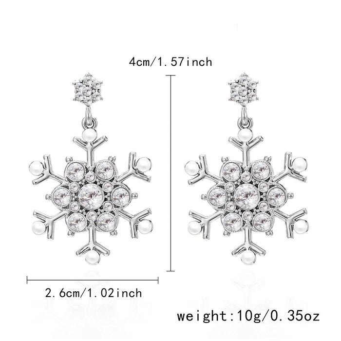 Wholesale Christmas Ornaments Diamond Snowflake Earrings