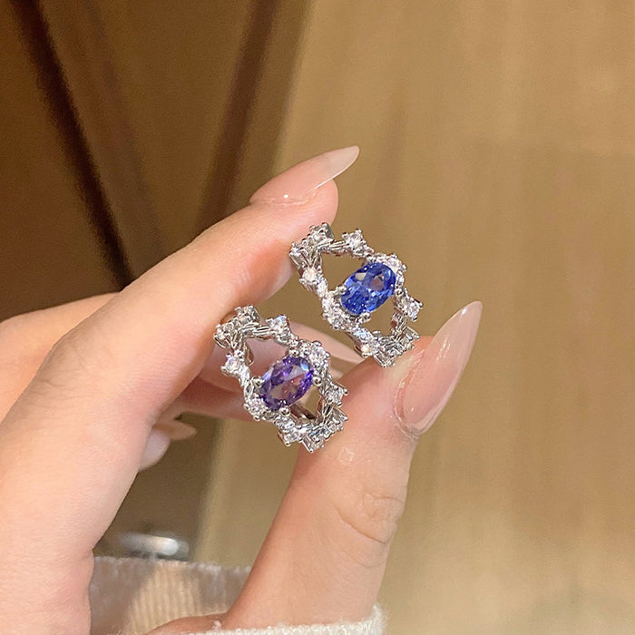 Wholesale Small niche design with micro inlaid color zirconium opening ring, exquisite, light luxury, fashionable and versatile