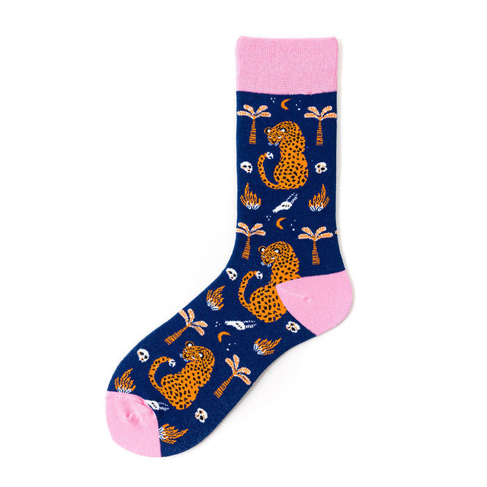 Wholesale Cotton Leopard Pattern Knitted Middle Socks JDC-SK-Shengh004