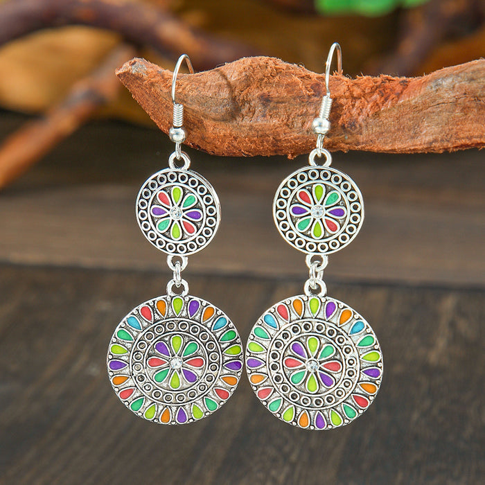 Wholesale 2pcs geometric metal turquoise bohemian earrings