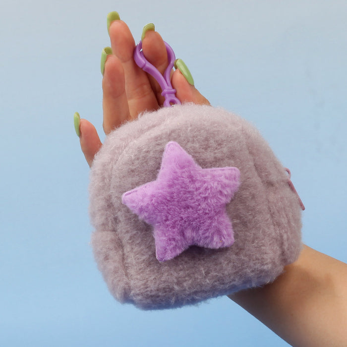 Wholesale Star Shaped Plush Pouch Boutique Coin Purse Earphone Bag Creative Pendant Gift