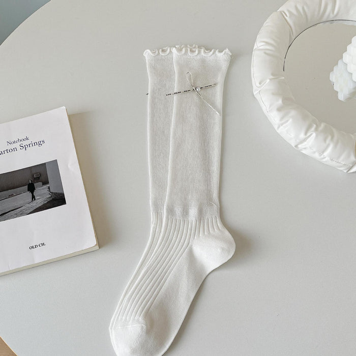 Wholesale Socks hollow pile socks solid color calf socks stacked and versatile socks