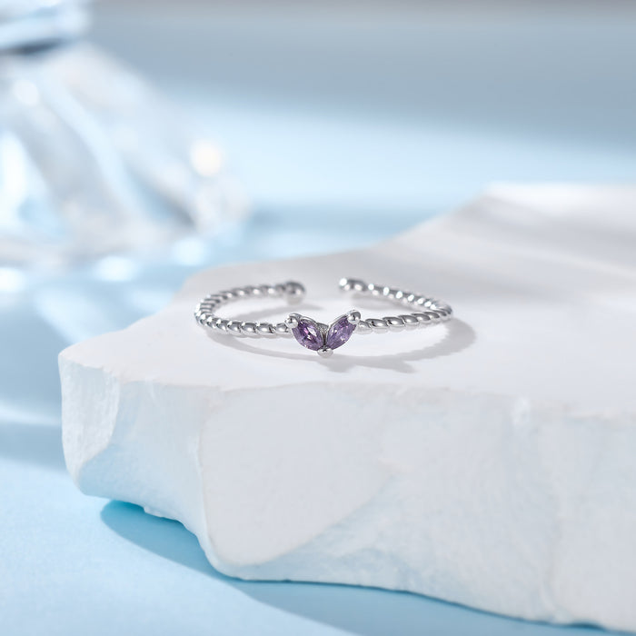 Wholesale Light luxury pure silver ring for women, niche and non fading spiral zircon open ring