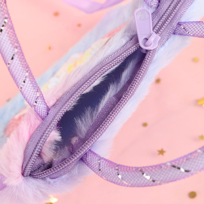 Wholesale Children' s Colorful Plush Unicorn Small Satchel Shoulder Bag