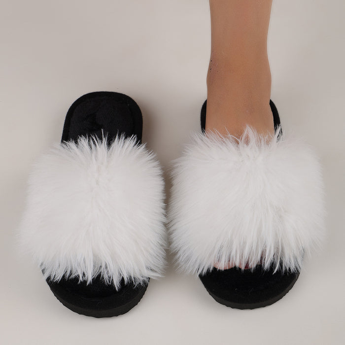 Wholesale Cotton slippers winter long fur slippers ladies indoor fur slippers spring and autumn new style furry winter