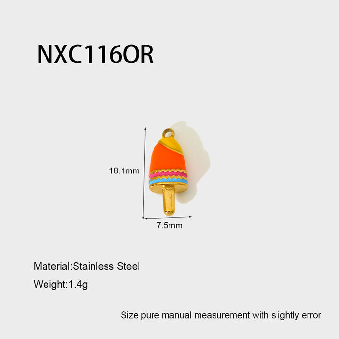 Wholesale Fashionable and cute colorful dripping oil ice cream popsicle pendant with gold-plated stainless steel DIY accessories