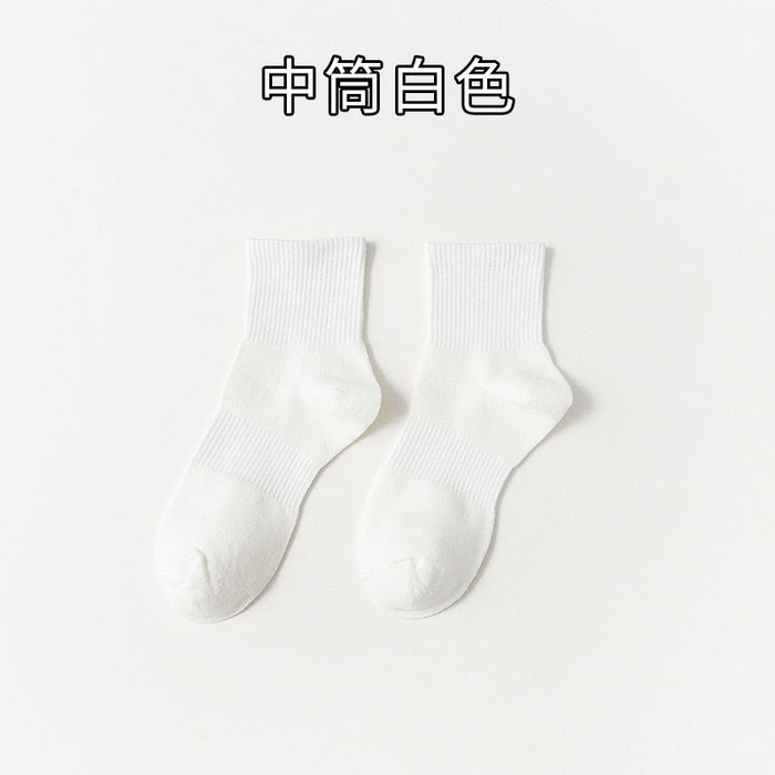 Wholesale Black socks, mid length socks, white sports socks, cotton socks
