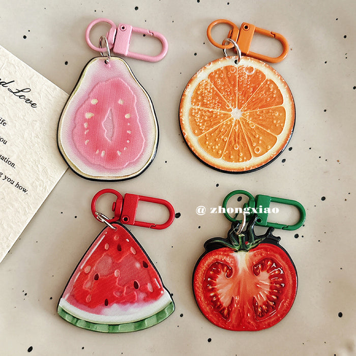 Wholesale Acrylic Fruit Slice Keychain Decorative Pendant Fashion Accessory For Girls Gift