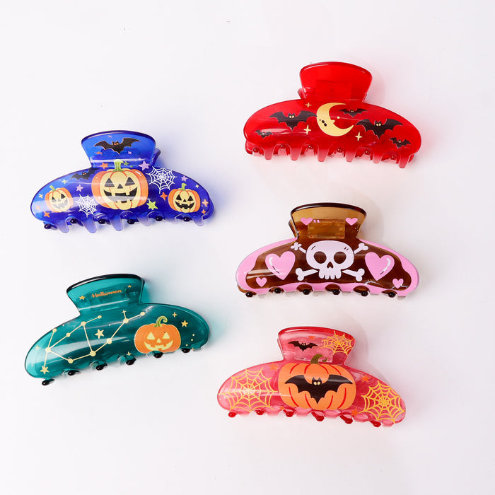 Wholesale Acrylic Hair Claw Clip Pumpkin Bat Dark Style Hair Accessory
