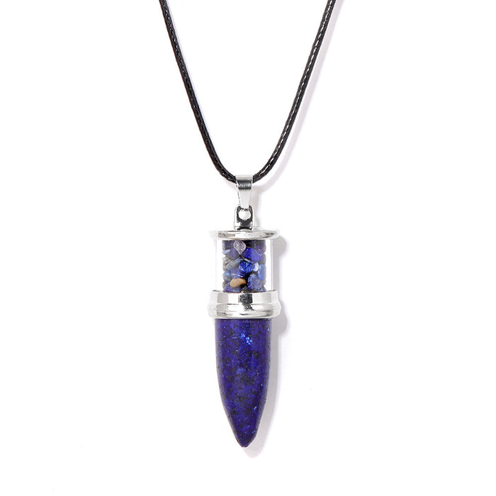 Wholesale Bullet shaped pendant necklace with inlaid embellishments