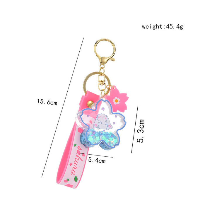 Wholesale sequins into oil snowflake keychain creative liquid chain girls exquisite pendant