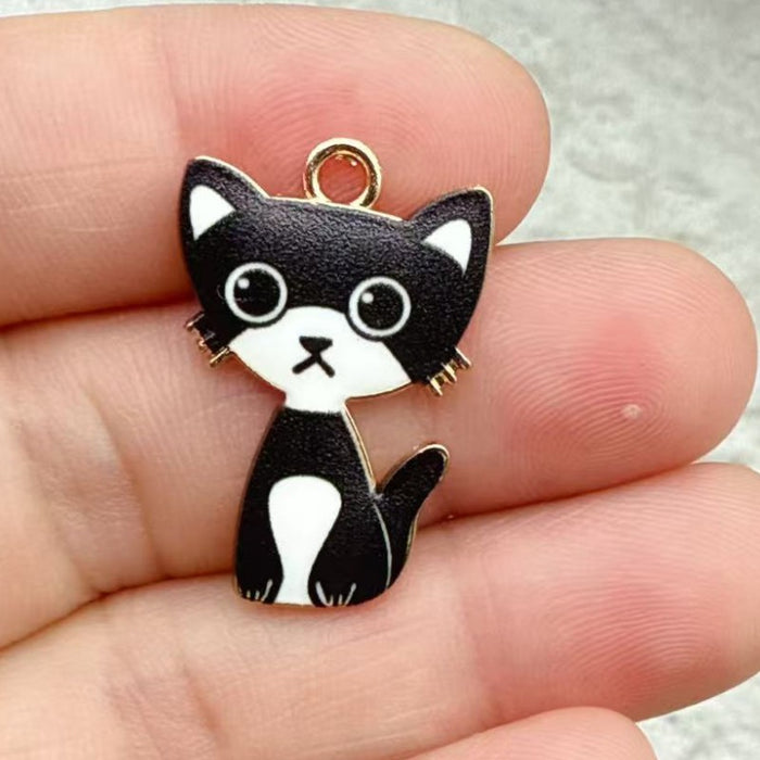 Wholesale 10pcs 21-color KC Gold Drop Oil DIY Creative Realistic Standing Cat Pendant Ornament