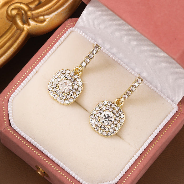 Wholesale S925 Silver Needle Simple Temperament Inlaid Diamond Geometry Earrings