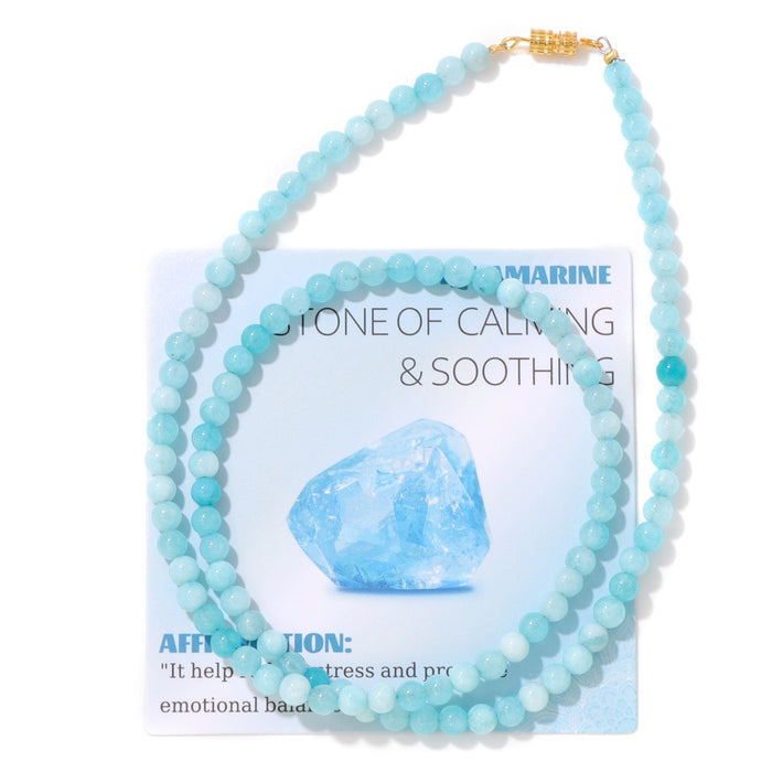 Wholesale 6mm stone bead screw clasp necklace card packaging choker necklace