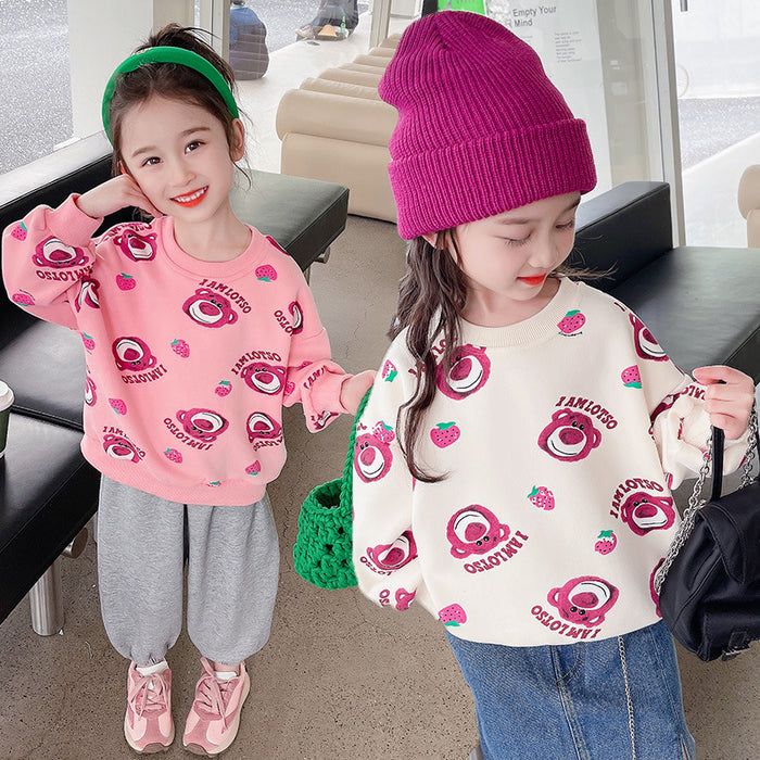 Wholesale Sweatshirts for Women Spring and Autumn New Style Fashionable Baby Girls Cute Autumn and Winter Long-sleeved Tops for Children JDC-CTS-QNE005