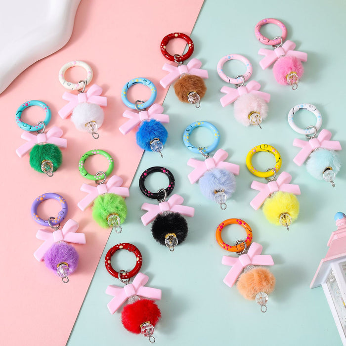 Wholesale New Creative Bow Hairball Phone Chain DIY Handmade Hanging Accessories Keychain Hanging Accessories Wholesale
