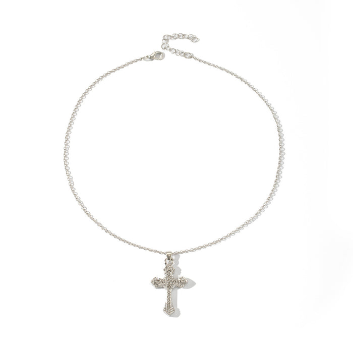 Wholesale Niche Design Cross Necklace Retro Light Luxury Charm Clavicle Chain Jewelry