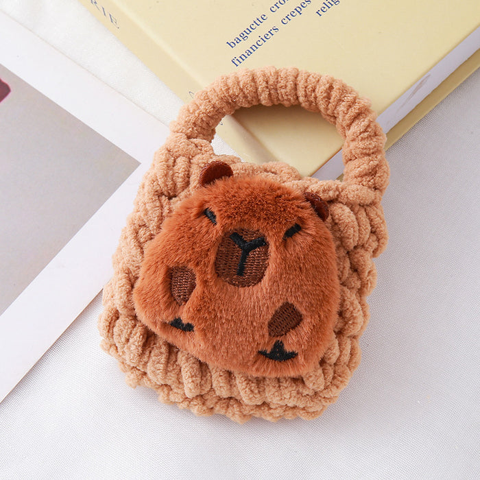 Wholesale Cartoon Cute Big Ear Dog Knitted Mobile Phone Bag Plush Dolphin Zero Wallet Earphones Mini Storage Bag