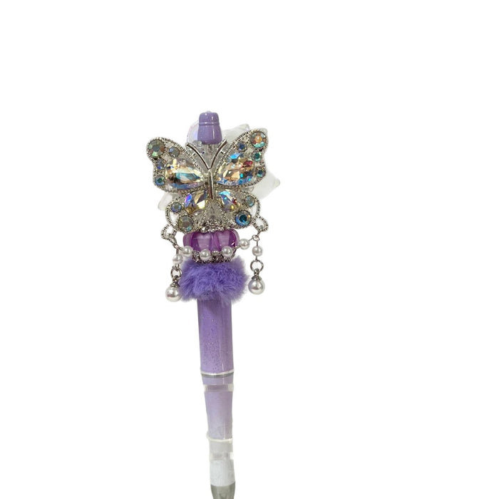Wholesale Rhinestone Beaded Butterfly Flower Pen Accessory for Everyday Use