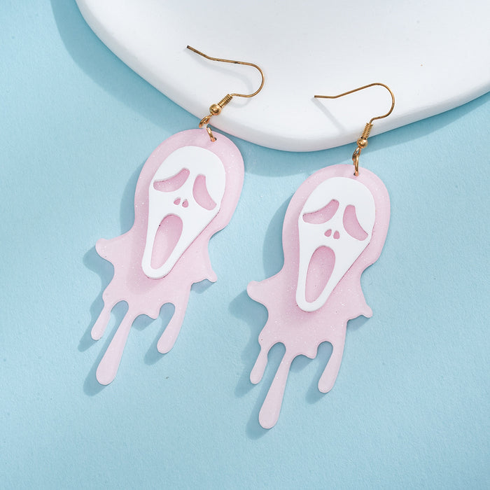 Wholesale Funny Explosive Head Skull Print Earrings Acrylic