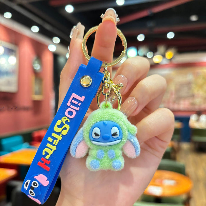 Wholesale Cartoon flocking  keychain student bag keychain car keychain couple pendant