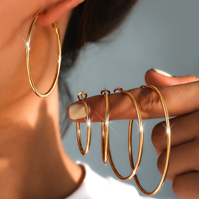 Wholesale 4pcs/ set exaggerated circle plain ring