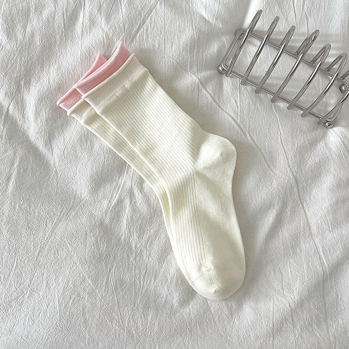 Wholesale Long socks with rolled edges and boneless middle tube socks, versatile and loose fit