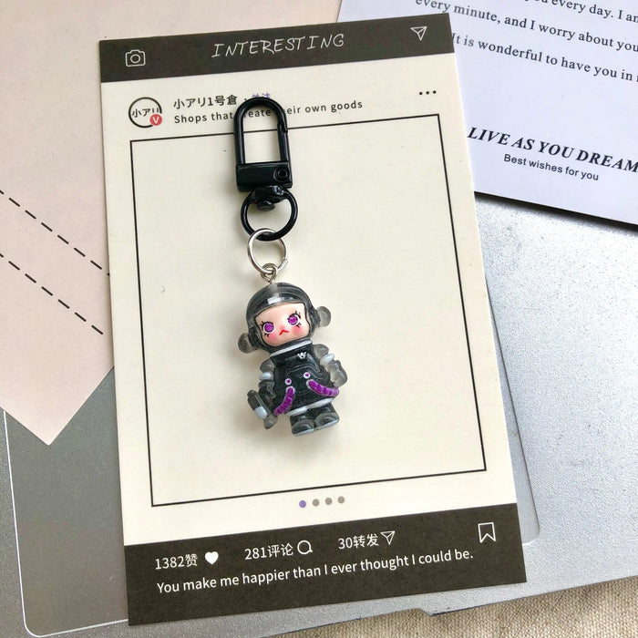 Wholesale Cute cartoon night light bubble astronaut keychain pendant accessory gift car hanging accessory