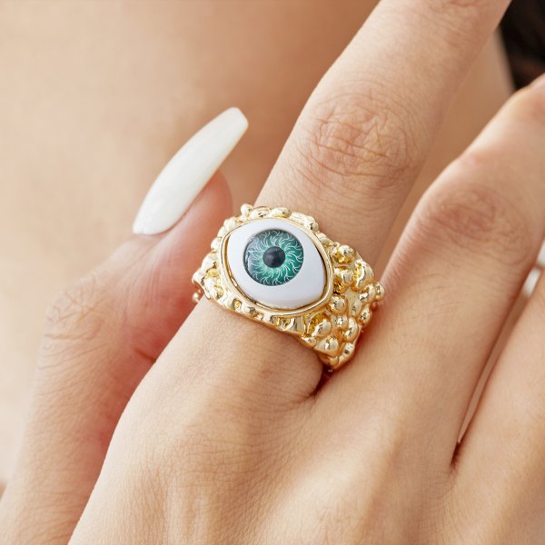 Wholesale blue eyes ring fashion grain eyes devil's eye opening adjustable ring
