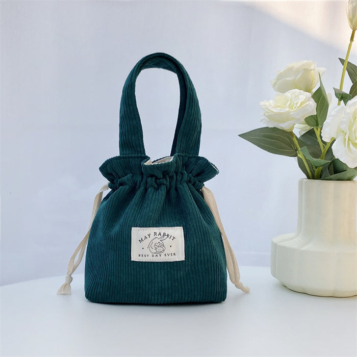 Wholesale Corduroy drawstring bag, large capacity handbag storage bag, canvas bag with hand tie pocket