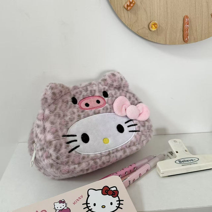 Wholesale Leopard Print Cat Plush Pencil Bags