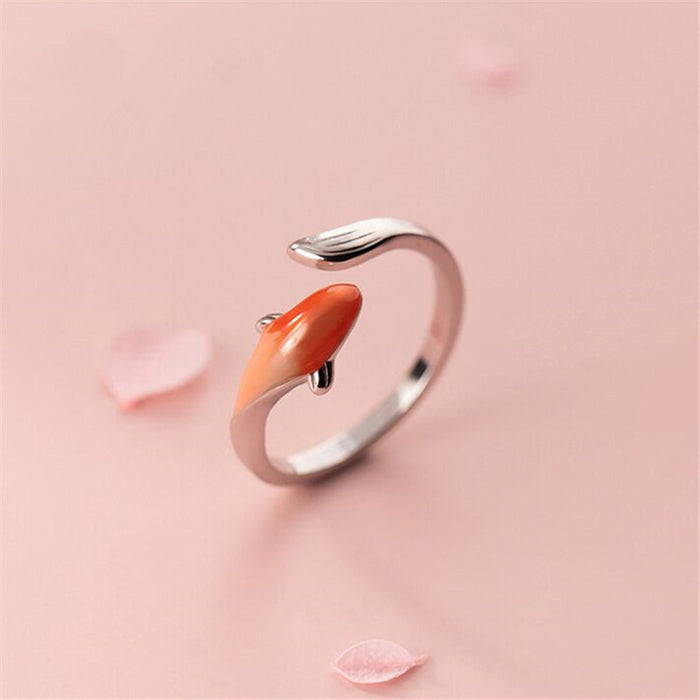 Wholesale  Koi Enamel Ring Simple Temperament Gradient Lotus Adjustable Ring