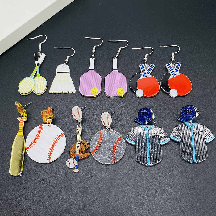 Wholesale Baseball Earrings Basketball Football Rugby Jersey Acrylic Earrings Jewelry Sports Events