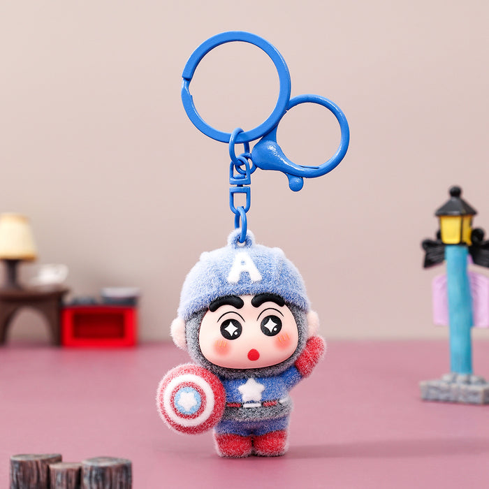 Wholesale Flocking Cartoon Keychain Cute Design Bag Charm Christmas Accessory MOQ≥3