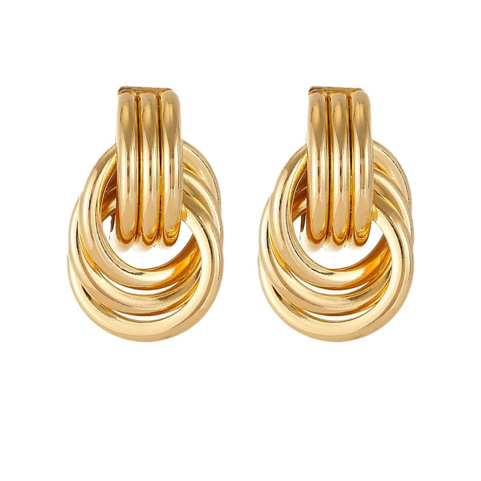 Wholesale Exaggerated double knot earrings, personalized copper plated earrings, niche high-end, light luxury temperament earrings