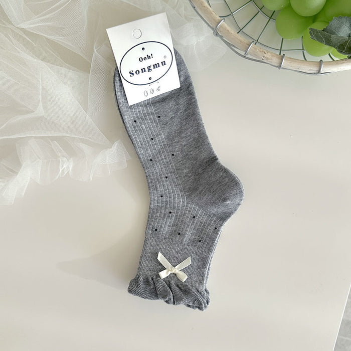 Wholesale Boneless socks, bow tie, short tube women's socks, polka dot cotton socks